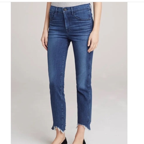 3x1 NYC Eleta 1507 Dark Wash Straight Leg Raw Hem High Waist Jeans Size 25 - Picture 3 of 11